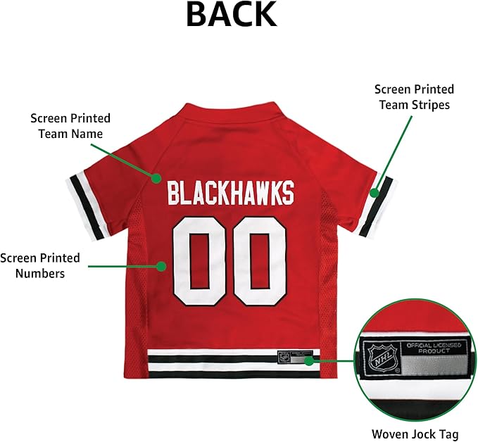 Pets First NHL Chicago Blackhawks Jersey for Dogs & Cats, Small. - Let Your Pet Be A Real NHL Fan!