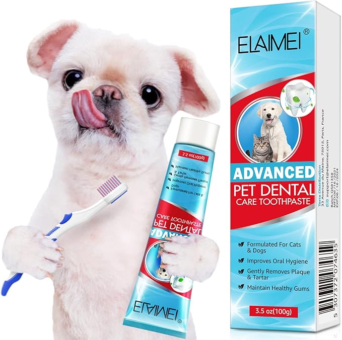 Dog Toothpaste Pet Dental Care: Dog Teeth Cleaning Kit Pets Dog Toothpaste for Dogs and Cats Teeth Cleaning Fresh Breath