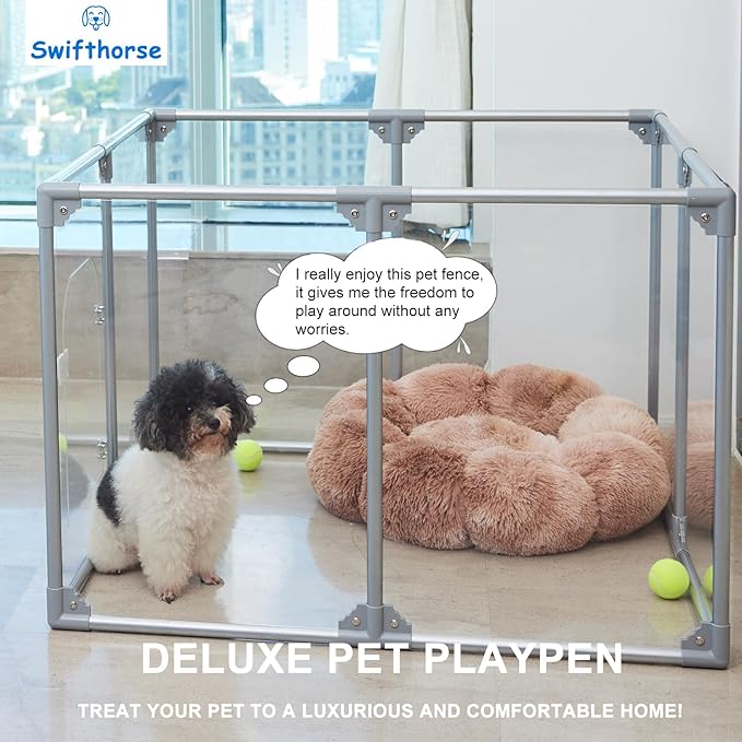 Acrylic Dog Playpen Dog Playpen Indoor Puppy Pen Pets Fence Puppies Cage 8 Panels for Puppies Dog Play Pens for Dogs Indoor