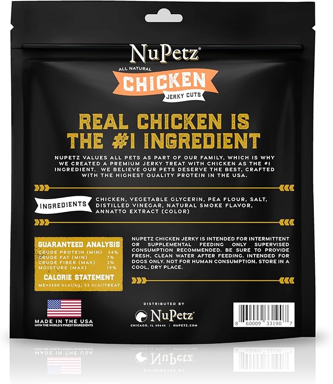 Natural Real Chicken Jerky Cuts - 2.5 lbs - Premium Dog Treats, Real Chicken, No Corn- Wheat-Soy, Training & Reward, Made in The USA