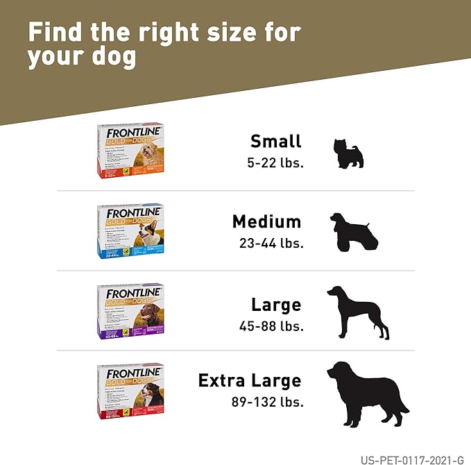 Frontline Gold Flea & Tick Treatment for Small Dogs Up to 5 to 22 lbs., Pack of 3