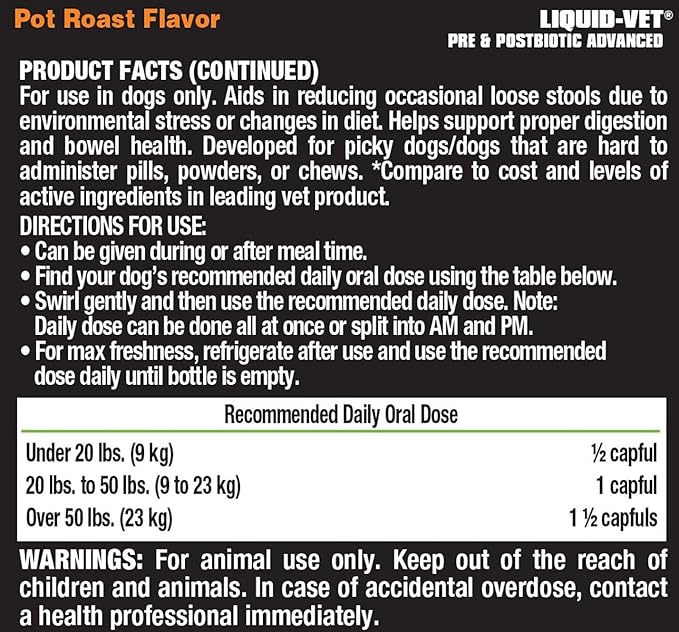 Liquid-Vet K9 Pre & PostBiotic Advanced (Pot Roast, 32oz Economy Size)