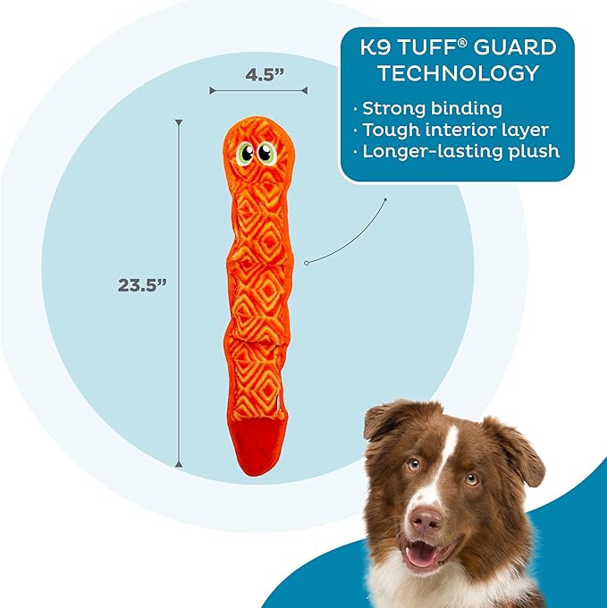Outward Hound Durablez Pink Snake Plush Dog Toy, Large