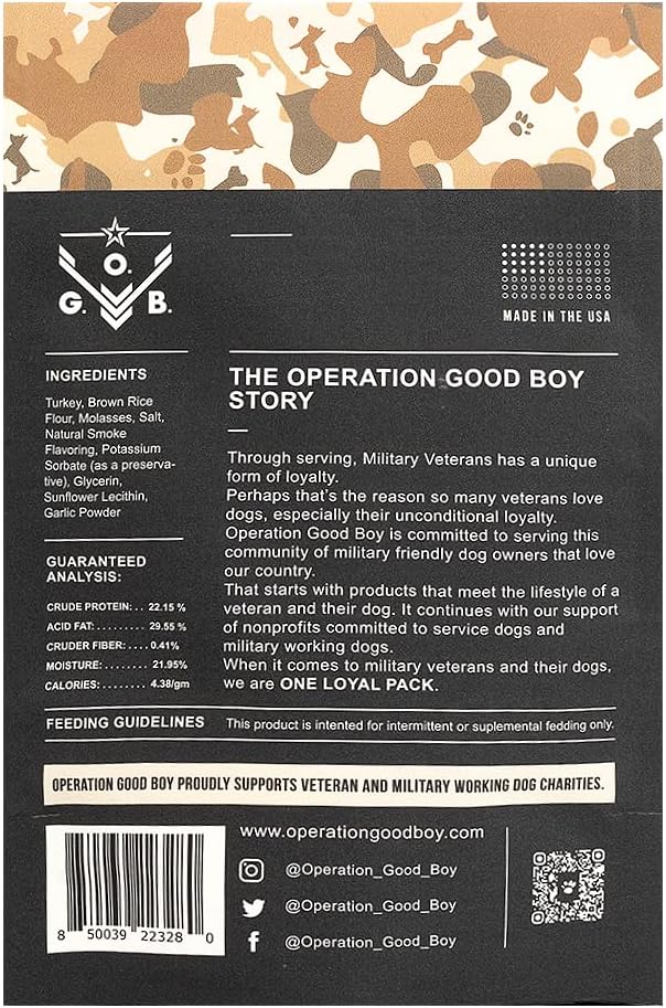 Operation Good Boy Dog Treats - Turkey Sticks Ruck Up Rounds | Natural, Farm-Raised Meat - Vet-Formulated AAFCO approved ingredients | Perfect Training Treats for Medium to Large Dogs