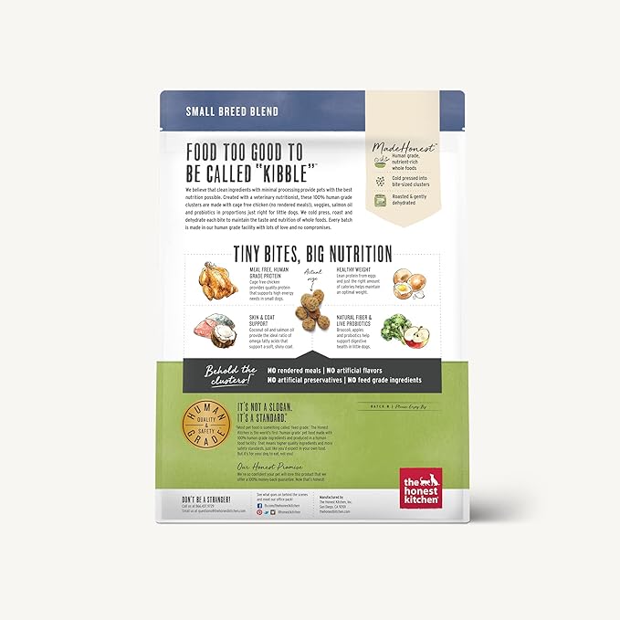 The Honest Kitchen Whole Food Clusters Small Breed Grain Free Chicken Dry Dog Food, 4 lb Bag