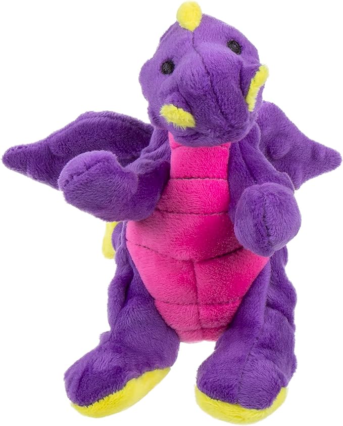goDog Bubble Plush Dragons Squeaky Dog Toy, Chew Guard Technology - Purple, Small