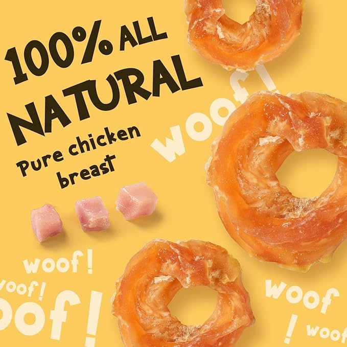 ASMPET Chicken Jerky Dog Treats, Chicken Rings Small Training Chewy Snacks, High Protein All Natural Limited Ingredient Soft Chewy Treats for Small Medium Large Dogs 11 Ounce
