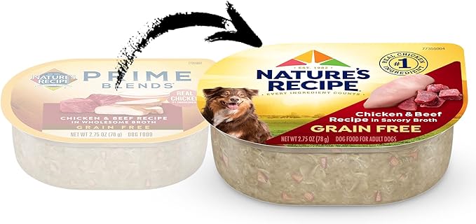 Nature's Recipe Grain Free Chicken & Beef Recipe in Savory Broth Wet Dog Food, 2.75 oz. Cup, 12 Count