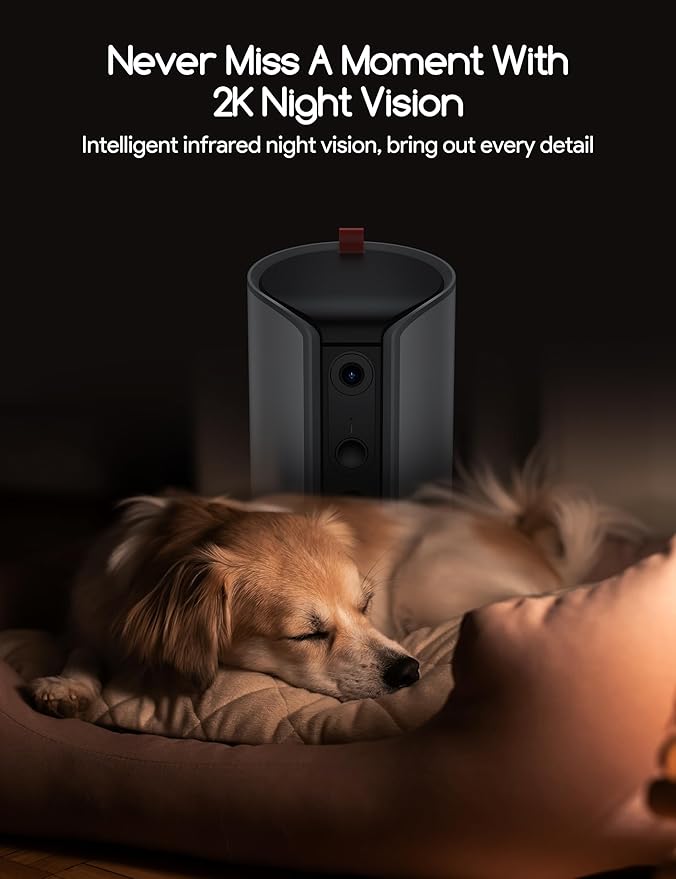 Meowant 2K Dog Camera with Treat Dispenser, Supports 5G & 2.4G WiFi, 360° View Pet Security Camera with Phone App, 2-Way Audio, with Motion Alert & AI Auto-Tracking Technology