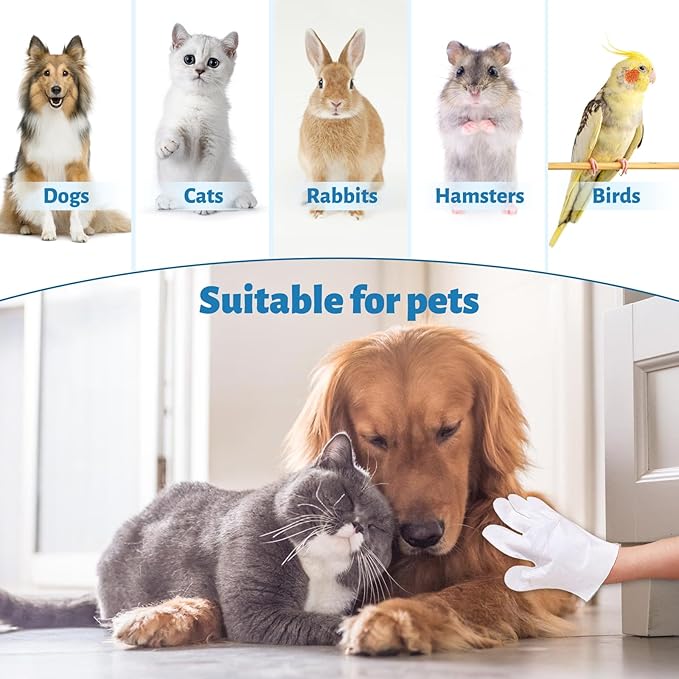 Nexnova™ glove wet wipes for pets dogs and cats, 5 pcs, Cleaning Deodorizing Bathing Hypoallergenic Grooming Unscented