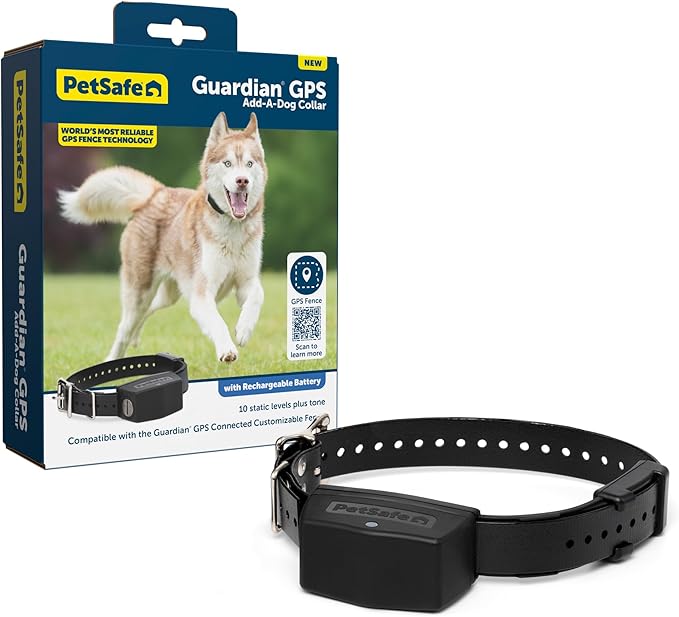 PetSafe Guardian GPS Add-A-Dog Collar - Waterproof, Add-On Dog Collar for Guardian GPS Connected Customizable Fence, 10 Static Levels and Tone, 3-Day Battery Life, Fits Dogs Over 10lb