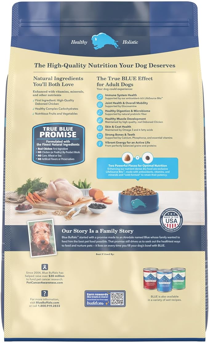 Blue Buffalo Life Protection Formula Natural Adult Dry Dog Food, Chicken and Brown Rice 15-lb