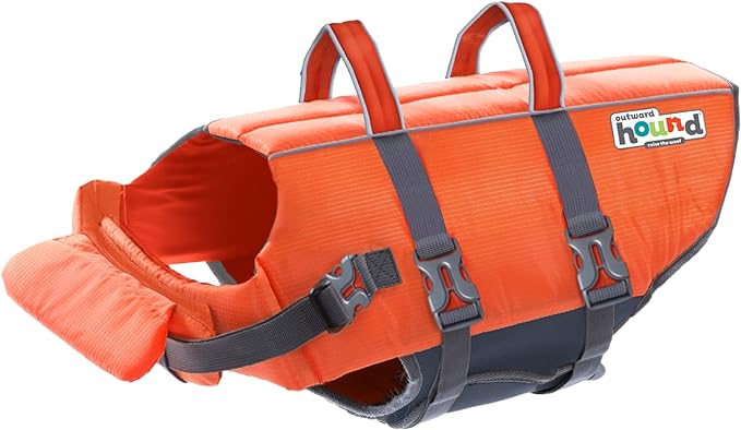 Outward Hound Granby Splash Orange Dog Life Jacket, Medium