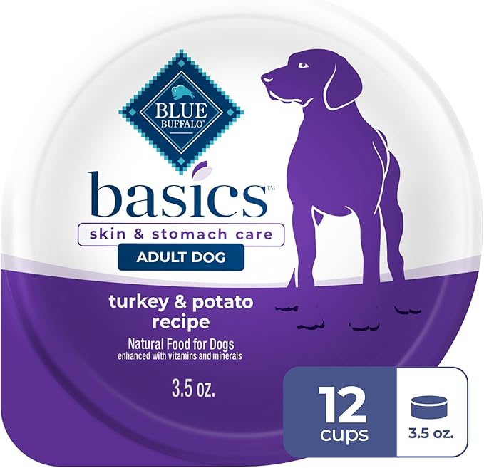 Blue Buffalo Basics Grain-Free Wet Dog Food for Small Breed Adult Dogs, Limited Ingredient Diet, Turkey Recipe, 3.5-oz. Cup