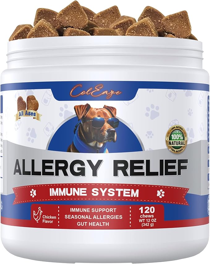 Dog Allergy Relief Chews,with Omega-3 Fish Oil&Probiotics Itching Skin Allergy Medicine for Dogs,Effectively Anti Itch and Paw Licking-Skin Dry & Hot Spots-Seasonal Allergies-Chicken