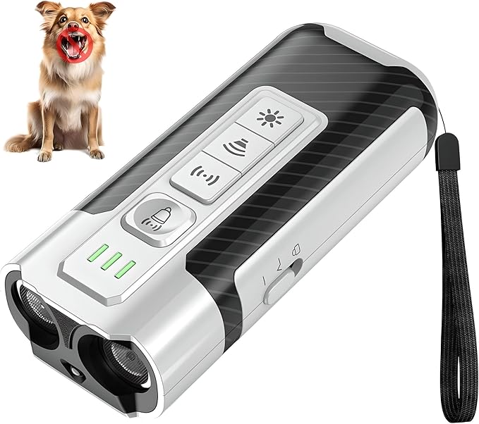 UltraSonic Dog Deterrent,Dog Ball Thrower,Machine Stop, Barking Dogs, pet Stop, cat Deterrent,indoordog bark,Control Dog, Pee Training, Large Dog Accessories, Anti Barking Devices, Silver