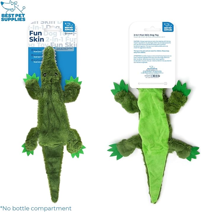 Best Pet Supplies Stuffing Free Squeaky Dog Toys for Small Dogs, Medium Dogs, and Large Dogs, Durable, Best Dog Chew Toy for Teething Puppy, Indoor Play - Alligator, Small