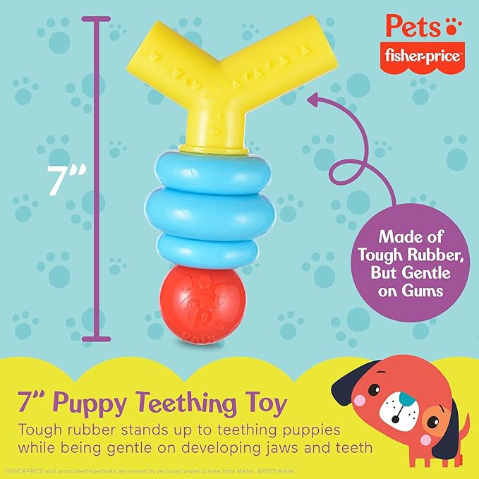 Fisher-Price for Pets Stack N' Relax Resilient Chewer Teething Toy for Puppies | Chew Toy for Puppies, Puppy Teething Toy, Puppy Teether | Multifunctional Dog Toy, Treat Hide Dog Toy