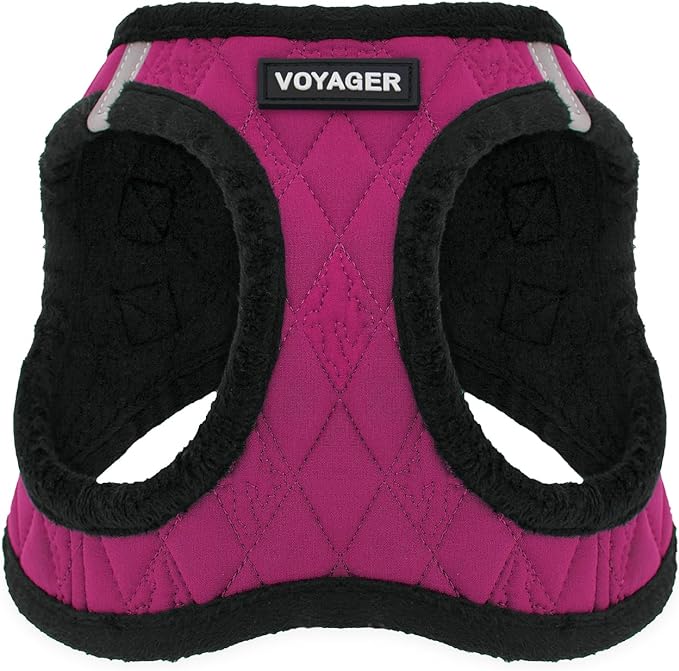 Voyager Step-In Plush Dog Harness – Soft Plush, Step In Vest Harness for Small and Medium Dogs by Best Pet Supplies - Harness (Red Rose Plush), XL (Chest: 20.5 - 23")
