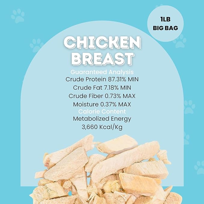 hotspot pets Freeze Dried Chicken Treats for Cats & Dogs -1LB Bag- Resealable Bag- Single Ingredient All Natural Grain-Free Chicken Breast -Made in USA- Perfect for Training, Topper or Snack (Chicken)