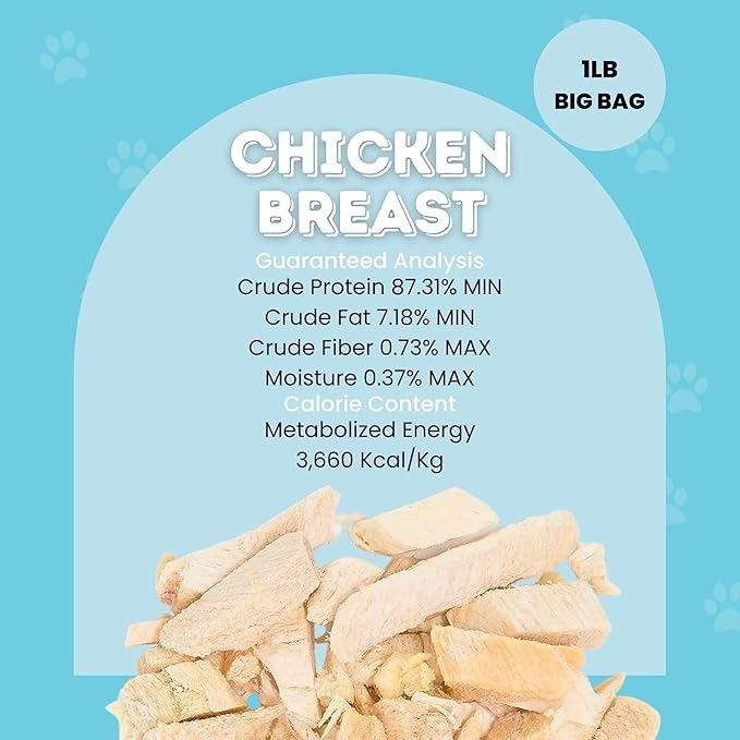 hotspot pets Freeze Dried Chicken Treats for Cats & Dogs -1LB Bag- Resealable Bag- Single Ingredient All Natural Grain-Free Chicken Breast -Made in USA- Perfect for Training, Topper or Snack (Chicken)