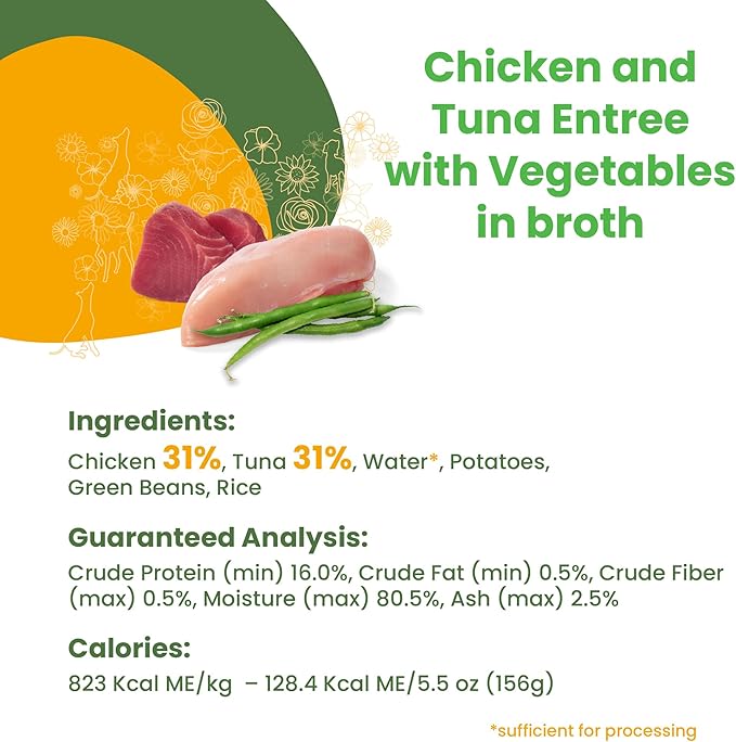 almo nature HQS Natural Wet Dog Food Chicken and Tuna Entree with Vegetables in broth 5.5 oz (Pack of 12)