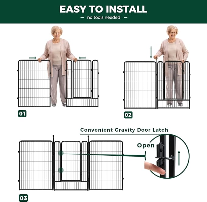 FXW Rollick Dog Playpen for Yard, RV CampingâPatented, 40 inch 8 Panels