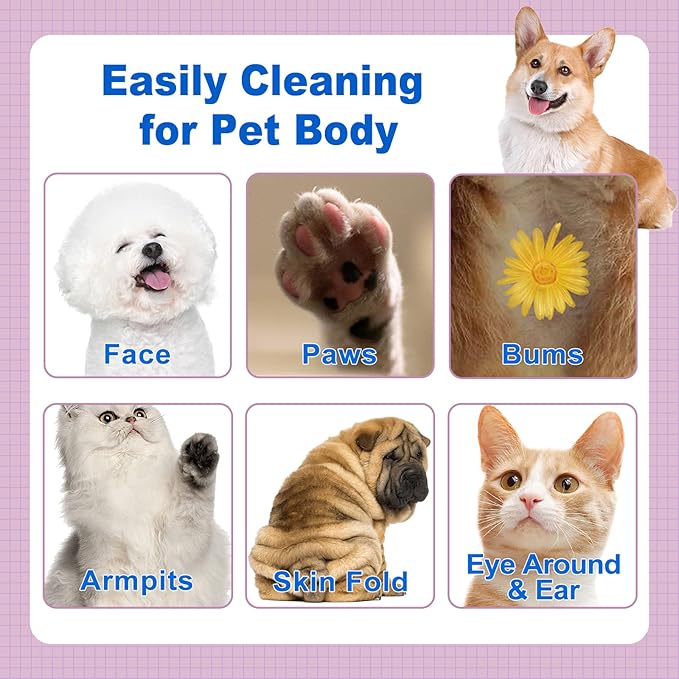 DR.EASY Lavender 200ct Scent Pet Wipes for Dogs and Catsļ¼Ears, Face, Butt, Body and Eye āConvenient, Natureļ¼Home or Travelļ¼Best Pet Supplies
