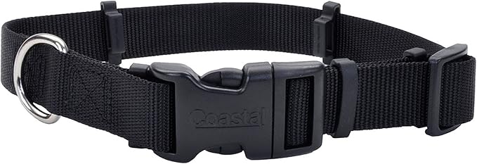Coastal Pet SecureAway Flea Collar Protectors - Comfortable Dog Collar Accessory - Protective Flea Collar for Dogs - Adjustable Dog & Puppy Flea Collar Protection - Black, 1" x 18-26"