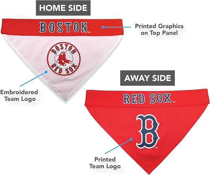 Pets First RSX-3217-S-M MLB Dog Bandana - Boston Red Sox Reversible Pet Bandana, Small/Medium, MLB Team Color