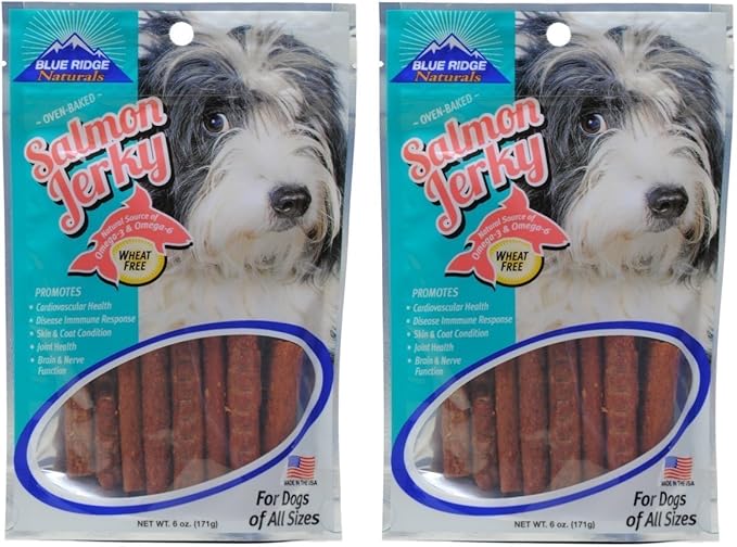 Blue Ridge Naturals Oven Baked Salmon Jerky Dog Treats, 6oz (2-Pack)