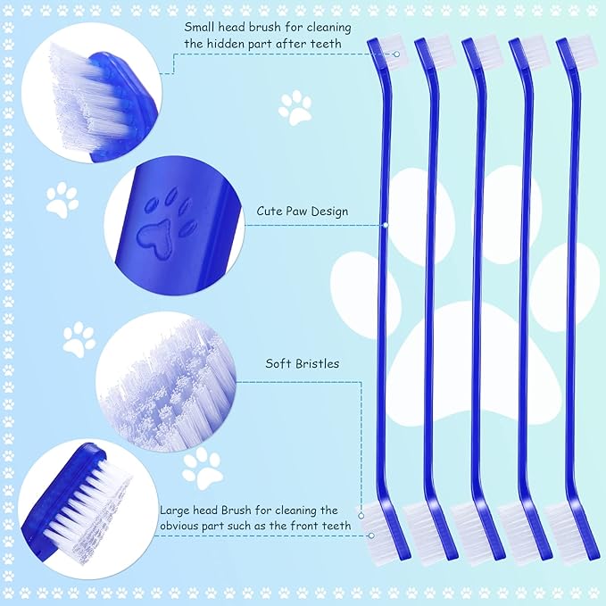 80 Pcs Small Dog Toothbrush Pet Tooth Brush Dual Headed Dental Hygiene Brushes Soft Grooming Bristles Long Handle Tooth Brush for Cat Puppy Kitten Teeth Cleaning Dental Oral Cleaning
