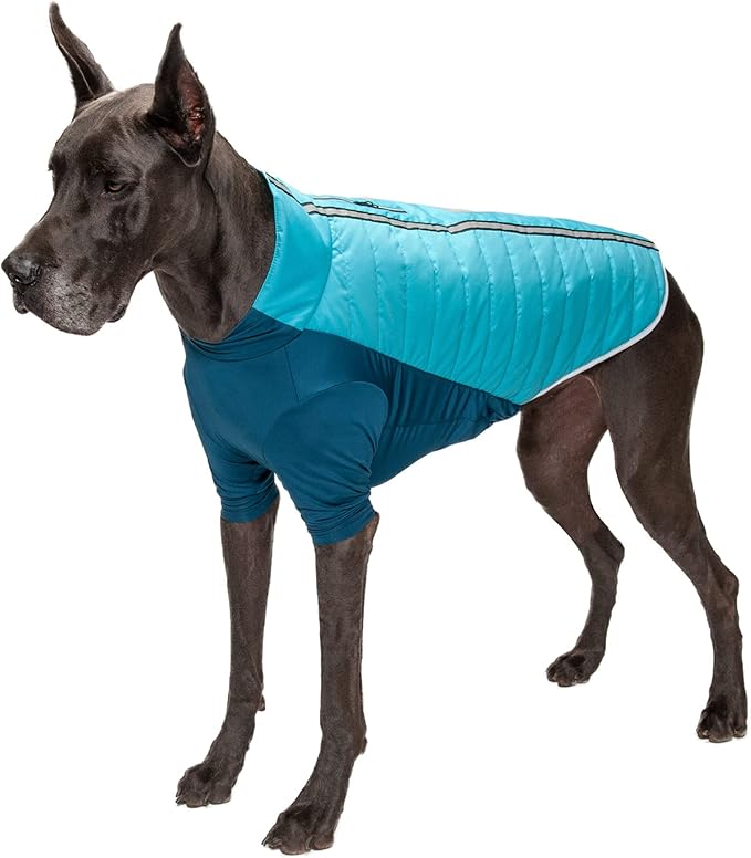 Furhaven Water-Repellent XXL Dog Coat, Washable w/ Leash Access & Stretch Fabric - Pro-Fit Active Jacket - Aquamarine, 2XL/XX-Large