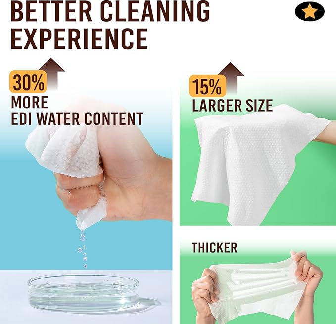 Dog Wipes for Paws and Butt,Pet Wipes for Dogs Hypoallergenic Plant-Based,Dog Cleaning Grooming Wipes,Large Size Dog Wet Bath Wipes,Gentle,Degradable,More Water(50 Count,Fallen Leaves)
