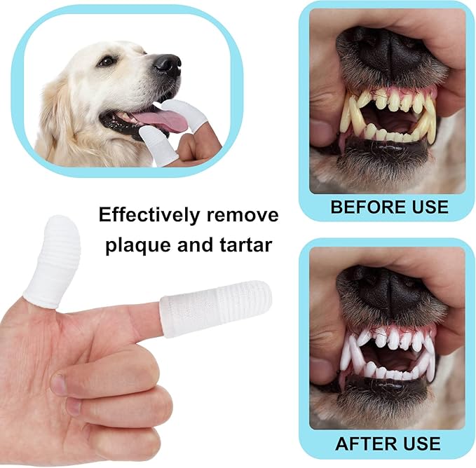 20 PCS Dog Toothbrush Pet Toothbrush Finger Toothbrush cat Toothbrush Washable & Comfortable & Durable 1 Set for 2 Fingers(20)