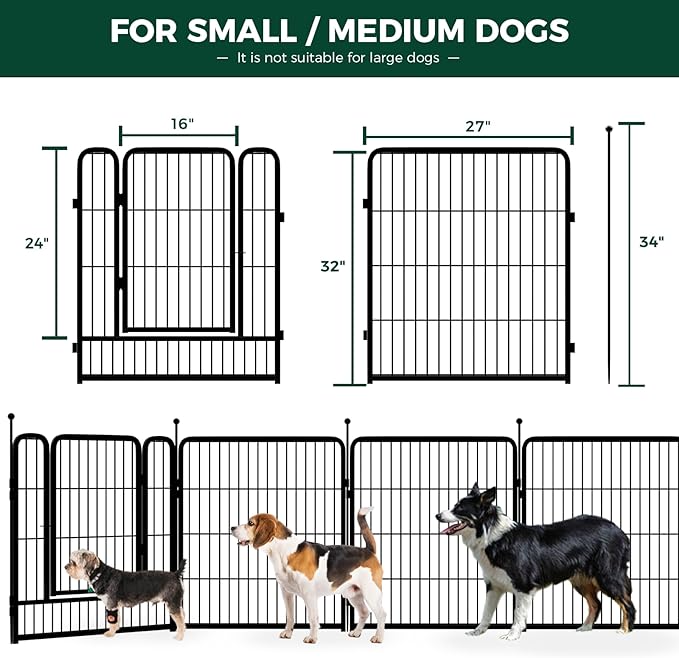 FXW Rollick Dog Playpen for Yard, RV CampingâPatented, 32 inch 8 Panels