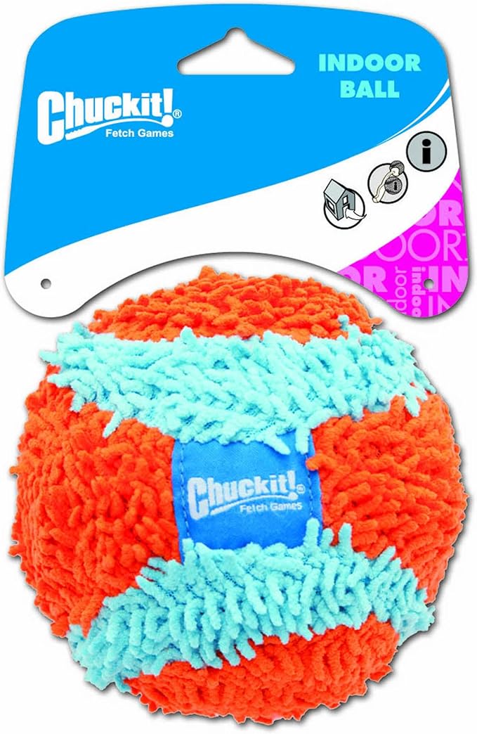 Chuckit! Kick Fetch Ball Dog Toy (6 Inch) and Chuckit! Indoor Fetch Ball Dog Toy (4.75 Inch), Orange and Blue