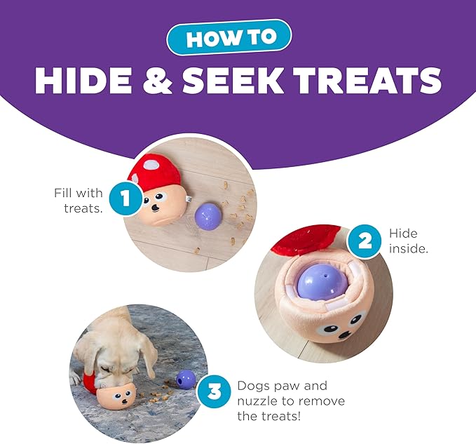 Outward Hound Nina Ottosson Snack Palz Interactive Plush Dog Puzzle with Treat Ball Dog Enrichment Toys Stuffable Dog Toy, Plush, Multicolored