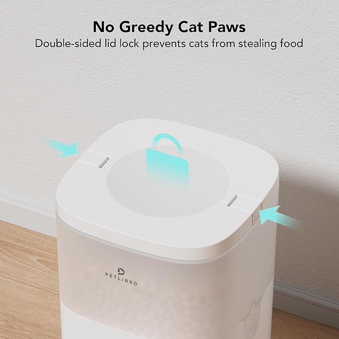 PETLIBRO Automatic Cat Feeder, Automatic Cat Food Dispenser with Timer Interactive Voice Recorder, Auto Cat Feeder with 1-4 Meals Control Dry Food, White Transparent