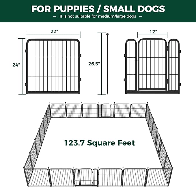 FXW Rollick Dog Playpen for Yard, RV CampingâPatented, 24 inch 24 Panels