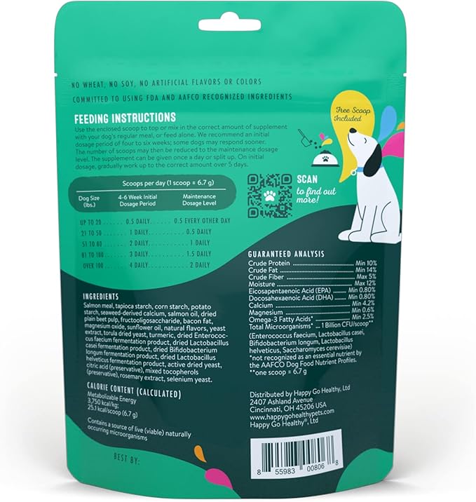 Hip & Joint Supplements for Dogs | Probiotic & Prebiotic Benefits with Wild Salmon Omega 3s to Help Your Dog Reach New Heights | All Breeds and Sizes | 60 Count