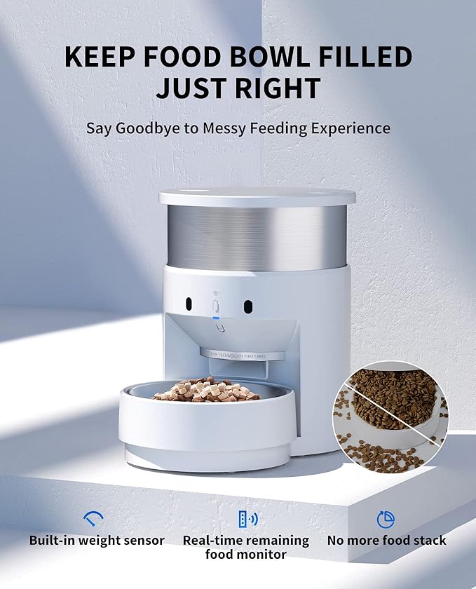 PETKIT Automatic Cat Feeders, 5L Pet Dry Food Dispenser Triple Preservation with Stainless Steel Bowl, Scheduled Cat Feeder 5-200g Portions 10 Meals Per Day, Fresh Element Infinity for Cats/Dogs