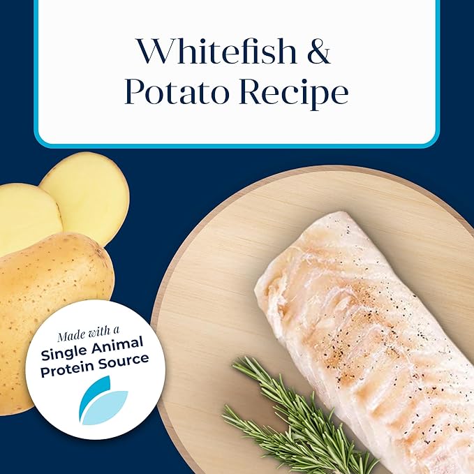 Blue Buffalo Basics Grain-Free Adult Wet Dog Food, Skin & Stomach Care, Limited Ingredient Diet, Whitefish Recipe, 12.5-oz. Can, 12 Count