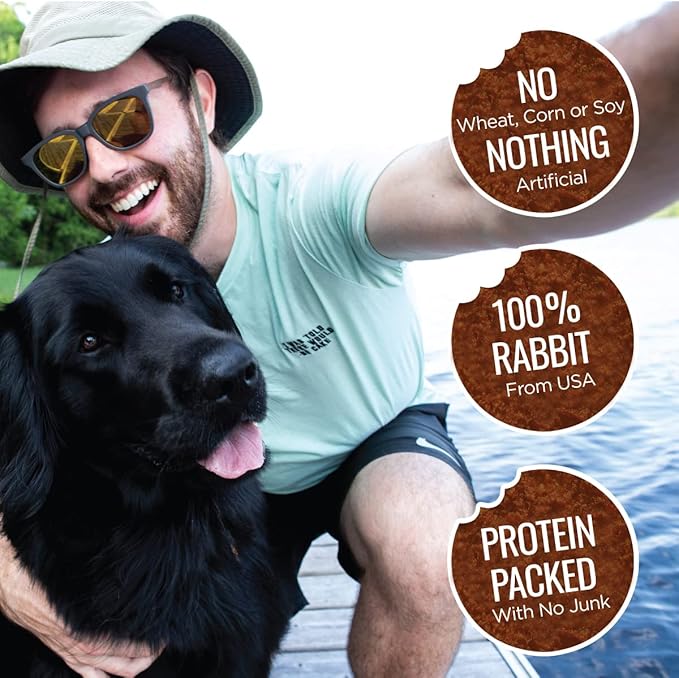 Single Ingredient Rabbit Jerky Dog Treats - Bite Size Training Treats for Dogs and Puppies with Allergies and Sensitive Stomachs - Dehydrated, 100% Meat, Made in USA - 3oz, Pack of 1