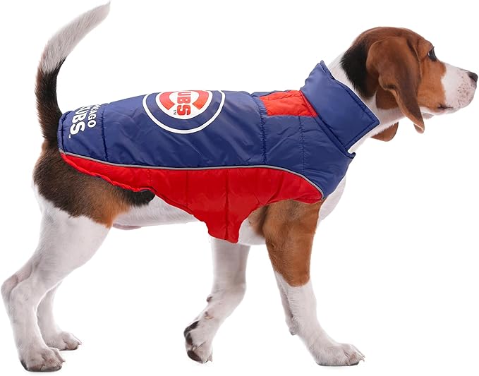 MLB Chicago Cubs Puffer Vest for Dogs & Cats, Size Small. Warm, Cozy, and Waterproof Dog Coat, for Small and Large Dogs/Cats. Best MLB Licensed PET Warming Sports Jacket