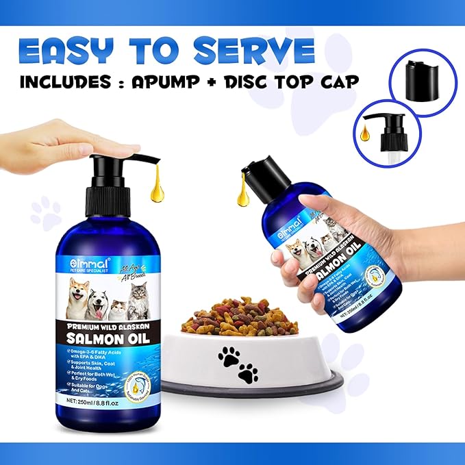 Salmon Oil for Dogs, Fish Oil for Dogs, Relieves Scratching & Joint Function, Supports Healthy Dog Skin and Coat Supplement, Contains Omega-3, EPA&DHA,Wild Alaskan Salmon Oil for Dogs Skin and Coat