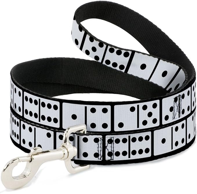 Dog Leash Dominoes Black White Black 6 Feet Long 1.0 Inch Wide