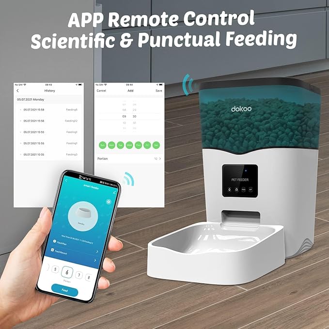 Automatic Cat Feeders, App Control Smart Pet Food Dispenser with Portion Control&Timer Setting, Auto Dog Feeder 1-10 Meals, Voice Record, Small & Medium Pets,2.4G Wi-Fi ONLY, 3L/13cup (Green)