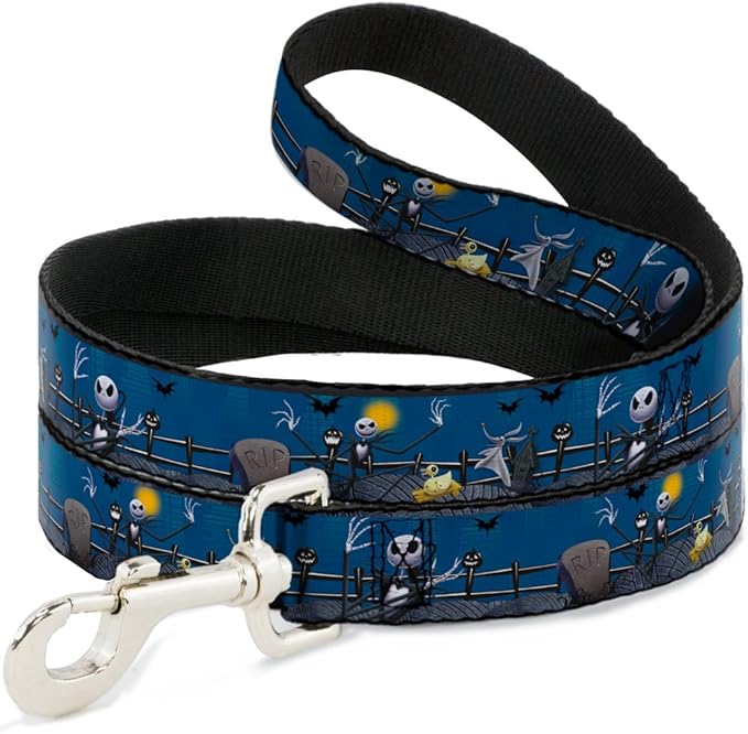 Buckle-Down Dog Leash Nightmare Before Christmas Jack Zombie Duck Zero Cemetery 4 Feet Long 1.0 Inch Wide, Multicolor (DL-WDY037)