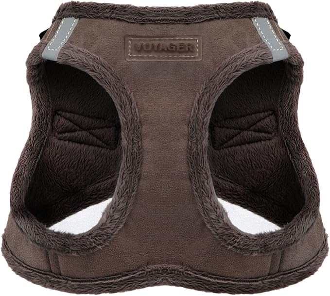 Voyager Step-In Plush Dog Harness – Soft Plush, Step In Vest Harness for Small and Medium Dogs by Best Pet Supplies - Harness (Chocolate Suede), XS (Chest: 13 - 14.5")